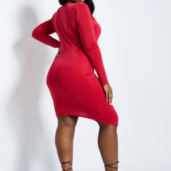 LA LA ANTHONY RUCHED WRAP FRONT DRESS  (MAGENTA) - Picture 3 of 3